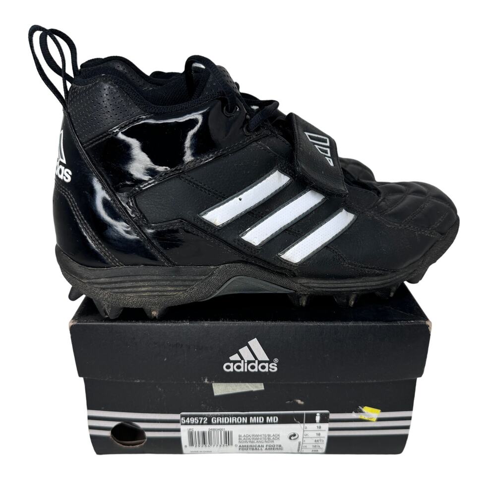 Adidas GridIron Mid MD Football Cleats Sneakers 549572 Black Mens Size 10.5